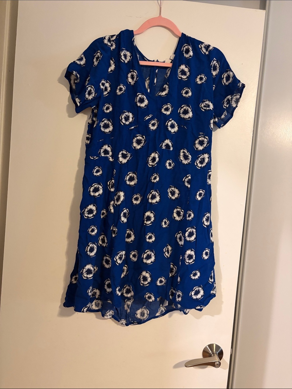 Women’s Royal Blue Floral Print Short-Sleeve Dress